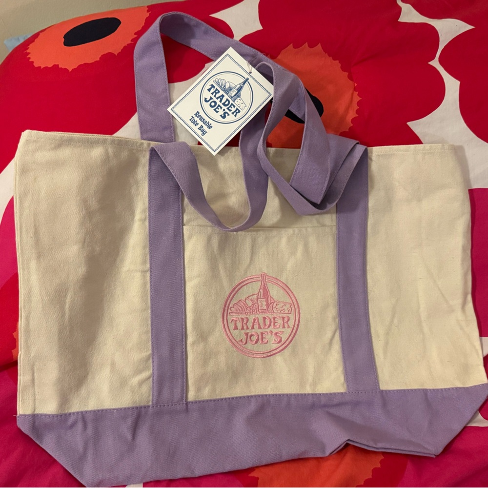 Trader Joe’s Lavender-Trim Canvas Tote Bag—large